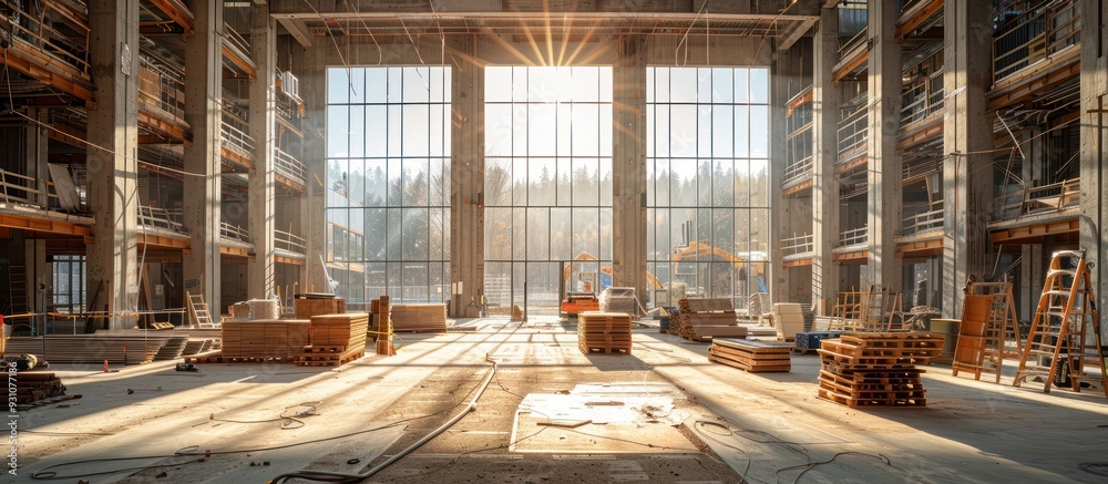 Sunbeams in a Construction Site Interior Sunbeams in a Construction Site Interior