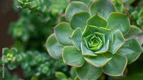 A close-up of a green succulent plant, showing its unique shape and texture