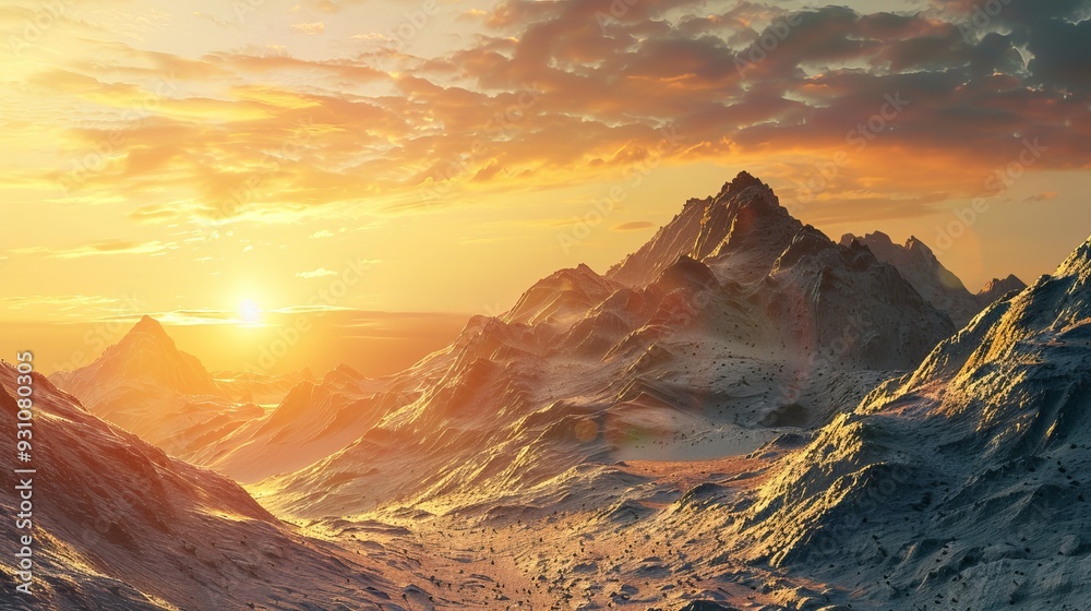 Naklejka premium Beautiful view of mountain landscape at sunset