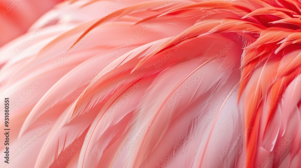 A close-up of a pink flamingo feather, showcasing its soft texture and vibrant color A close-up of a pink flamingo feather, showcasing its soft texture and vibrant color