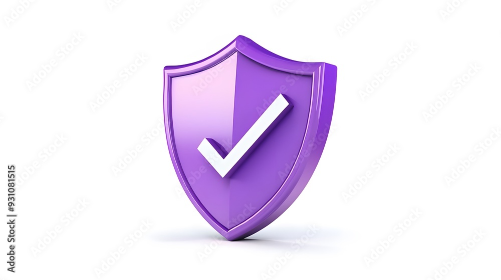 cartoon 3d Icon safety shield check mark perspective . purple symbol security safety icon. Checkmark in minimalistic style. 3d vector illustration. white background cartoon 3d Icon safety shield check mark perspective . purple symbol security safety icon. Checkmark in minimalistic style. 3d vector illustration. white background