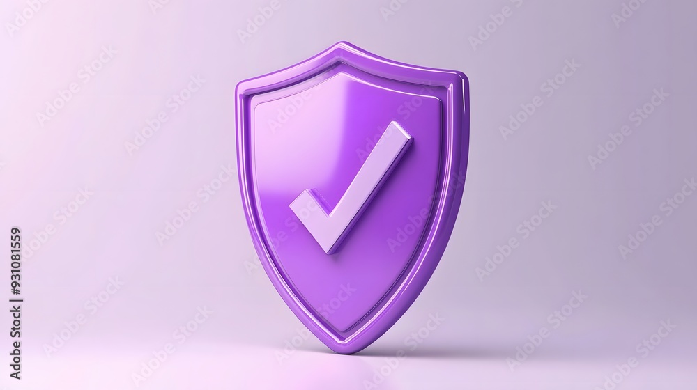 cartoon 3d Icon safety shield check mark perspective . purple symbol security safety icon. Checkmark in minimalistic style. 3d vector illustration. white background cartoon 3d Icon safety shield check mark perspective . purple symbol security safety icon. Checkmark in minimalistic style. 3d vector illustration. white background
