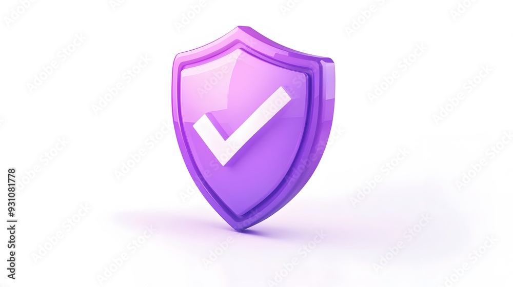 cartoon 3d Icon safety shield check mark perspective . purple symbol security safety icon. Checkmark in minimalistic style. 3d vector illustration. white background cartoon 3d Icon safety shield check mark perspective . purple symbol security safety icon. Checkmark in minimalistic style. 3d vector illustration. white background