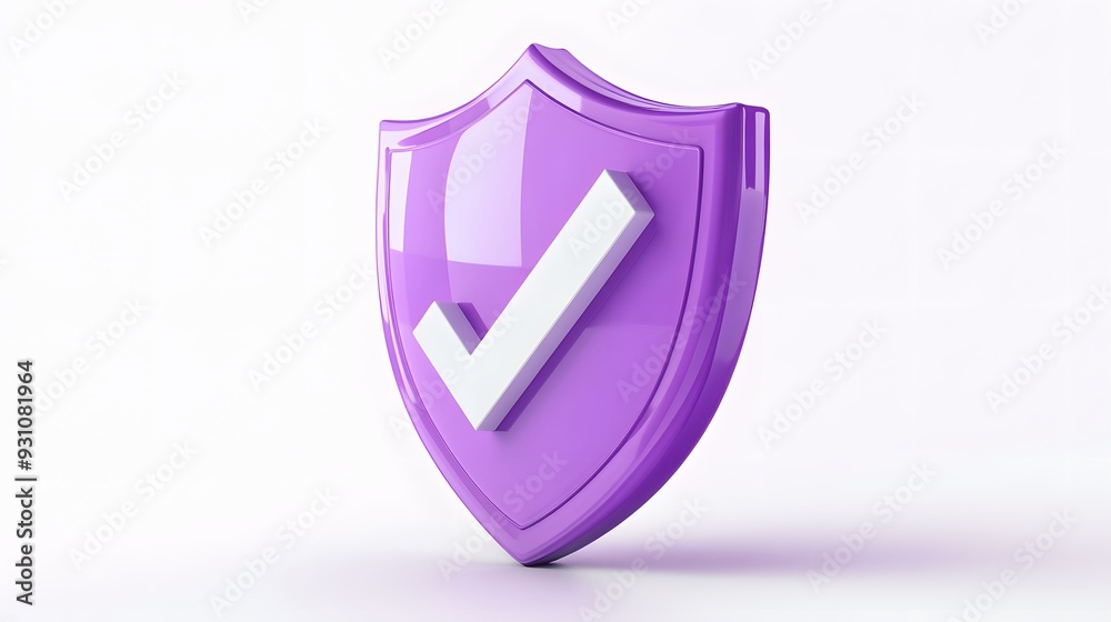 cartoon 3d Icon safety shield check mark perspective . purple symbol security safety icon. Checkmark in minimalistic style. 3d vector illustration. white background cartoon 3d Icon safety shield check mark perspective . purple symbol security safety icon. Checkmark in minimalistic style. 3d vector illustration. white background