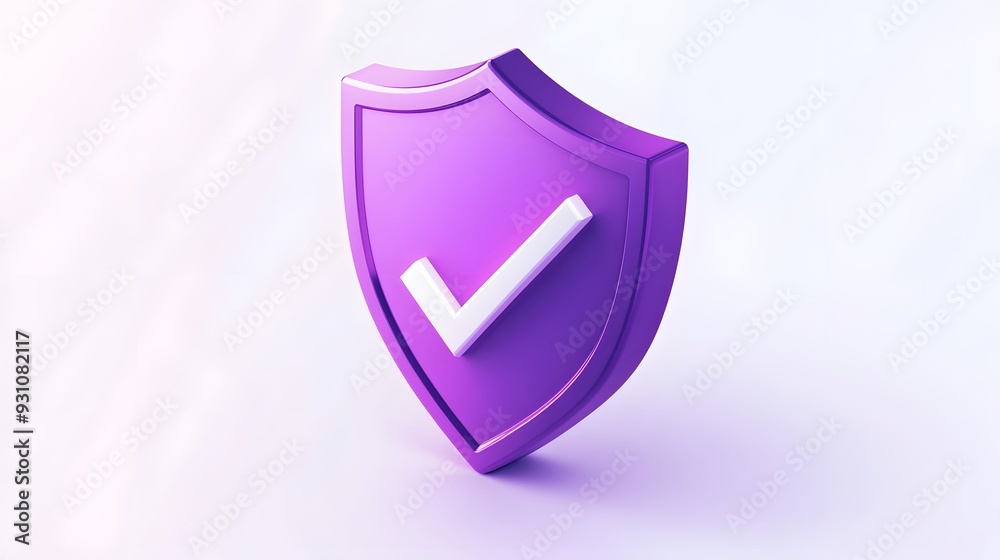 cartoon 3d Icon safety shield check mark perspective . purple symbol security safety icon. Checkmark in minimalistic style. 3d vector illustration. white background cartoon 3d Icon safety shield check mark perspective . purple symbol security safety icon. Checkmark in minimalistic style. 3d vector illustration. white background