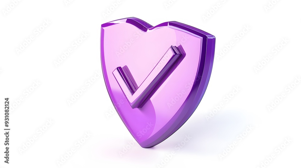 cartoon 3d Icon safety shield check mark perspective . purple symbol security safety icon. Checkmark in minimalistic style. 3d vector illustration. white background cartoon 3d Icon safety shield check mark perspective . purple symbol security safety icon. Checkmark in minimalistic style. 3d vector illustration. white background