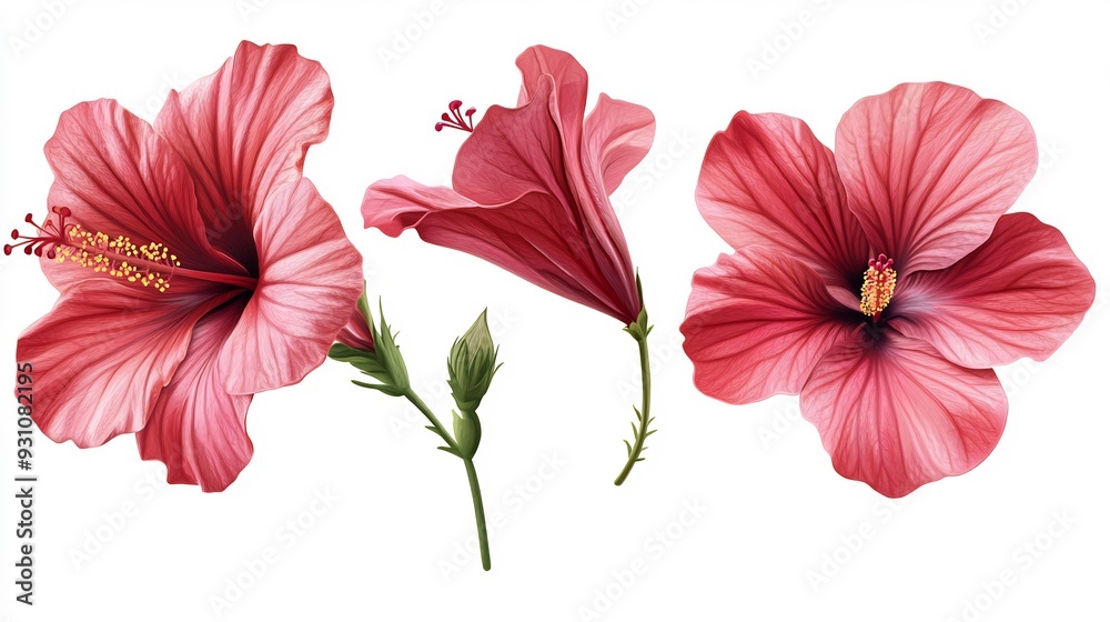 Three Delicate Pink Hibiscus Blossoms Three Delicate Pink Hibiscus Blossoms