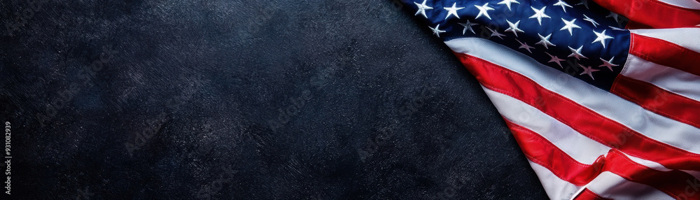 Patriotic background with American flag on dark textured surface. Perfect for Independence Day, Memorial Day, or patriotic events. Patriotic background with American flag on dark textured surface. Perfect for Independence Day, Memorial Day, or patriotic events.
