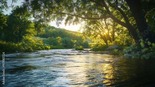 Serene River Scene at Sunset