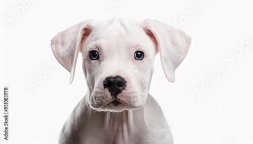 ドゴ・アルヘンティーノの子犬のポートレート（Dogo Argentino puppy portrait on white background）
 photo