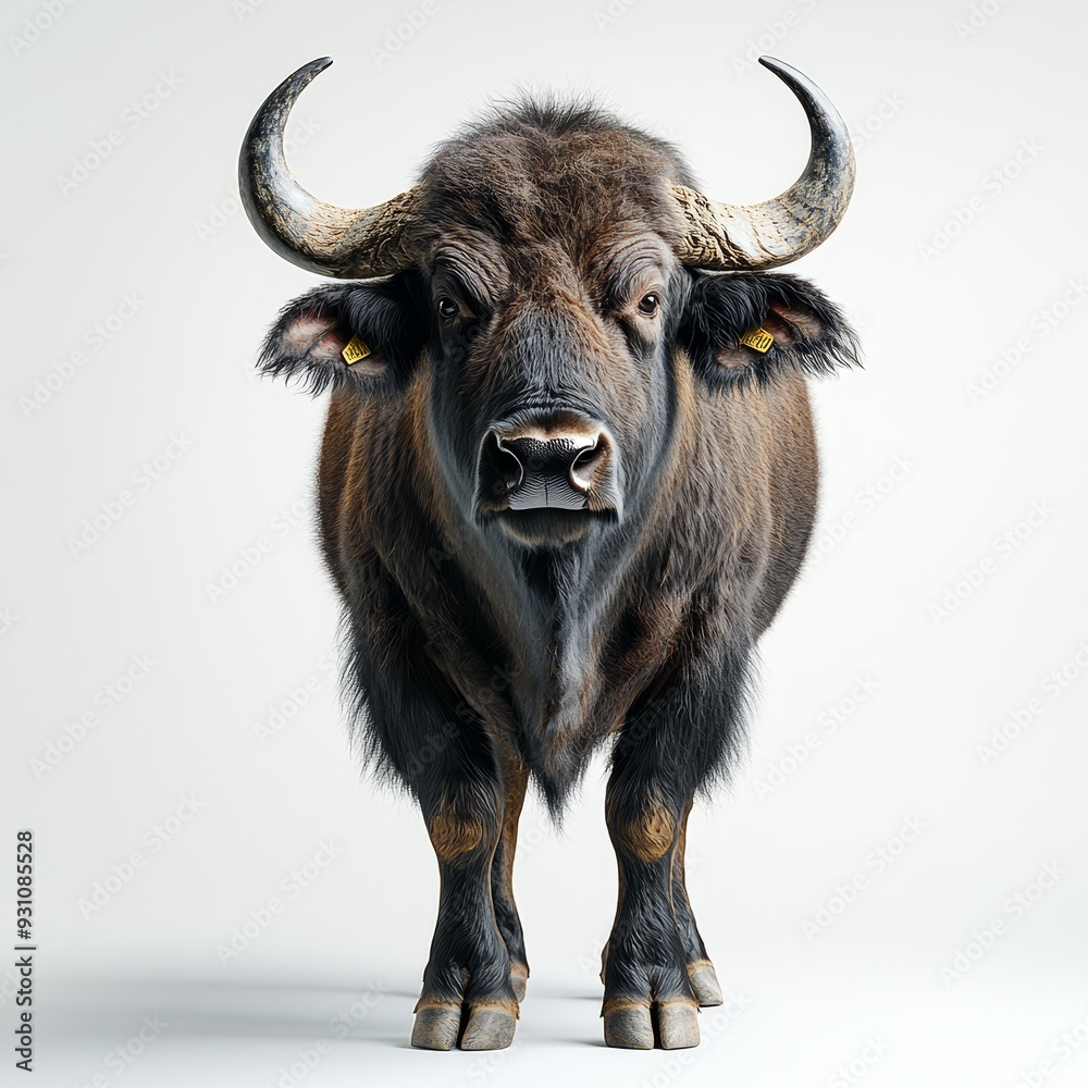 Portrait of a buffalo full body standing front vie 528 animal, cow, cattle, buffalo, bull, farm, mammal, nature, wildlife, horn, horns, agriculture, wild, bovine, beef, black, field, safari, brown, o Portrait of a buffalo full body standing front vie 528 animal, cow, cattle, buffalo, bull, farm, mammal, nature, wildlife, horn, horns, agriculture, wild, bovine, beef, black, field, safari, brown, o