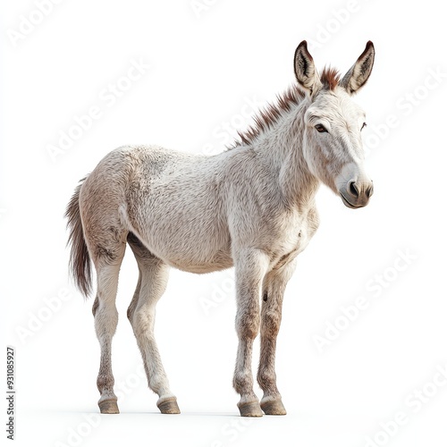 Portrait of a donkey full body standing front view  501 horse, animal, donkey, farm, mammal, nature, brown, pony, foal, grass, field, wild, head, domestic, horses, mule, portrait, equine, baby, mane,  photo