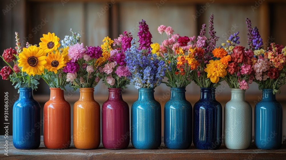 V is for vibrant vases filled with wildflowers. V is for vibrant vases filled with wildflowers.
