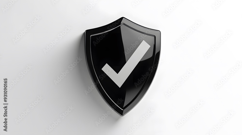 cartoon 3d Icon safety shield check mark perspective . black symbol security safety icon. Checkmark in minimalistic style. 3d vector illustration. white background cartoon 3d Icon safety shield check mark perspective . black symbol security safety icon. Checkmark in minimalistic style. 3d vector illustration. white background