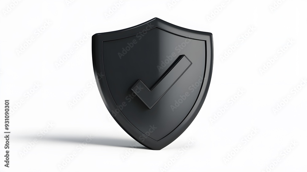 cartoon 3d Icon safety shield check mark perspective . black symbol security safety icon. Checkmark in minimalistic style. 3d vector illustration. white background cartoon 3d Icon safety shield check mark perspective . black symbol security safety icon. Checkmark in minimalistic style. 3d vector illustration. white background