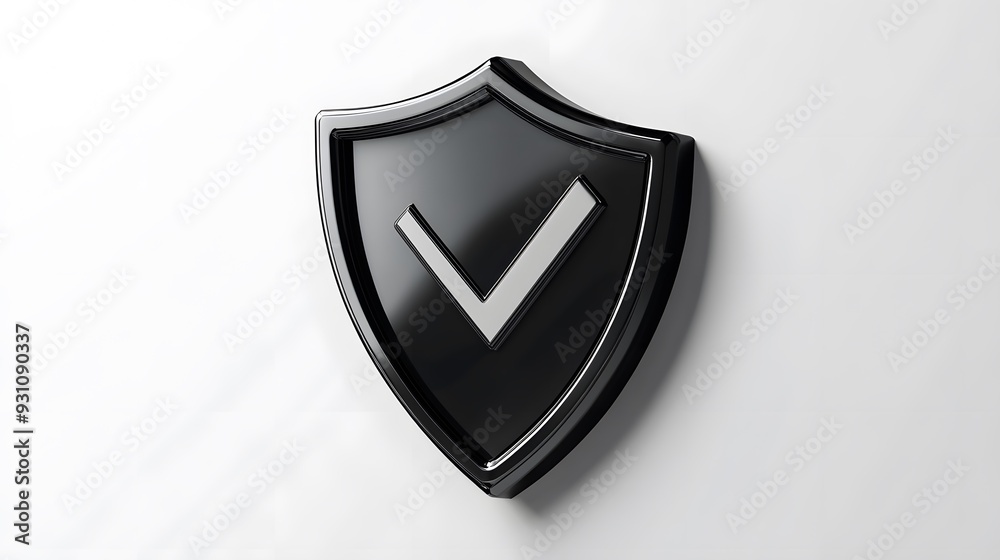 cartoon 3d Icon safety shield check mark perspective . black symbol security safety icon. Checkmark in minimalistic style. 3d vector illustration. white background cartoon 3d Icon safety shield check mark perspective . black symbol security safety icon. Checkmark in minimalistic style. 3d vector illustration. white background