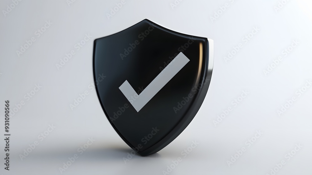 cartoon 3d Icon safety shield check mark perspective . black symbol security safety icon. Checkmark in minimalistic style. 3d vector illustration. white background cartoon 3d Icon safety shield check mark perspective . black symbol security safety icon. Checkmark in minimalistic style. 3d vector illustration. white background