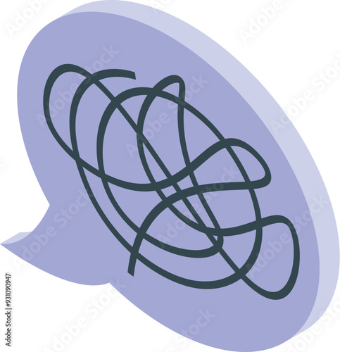 Speech bubble containing a jumbled mess of lines, illustrating confusion or complex thoughts