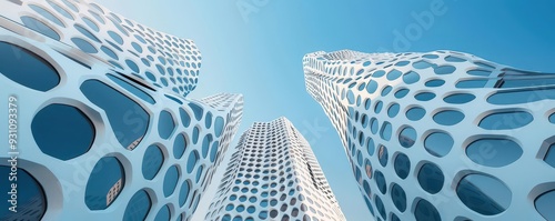 Futuristic skyscrapers with modular components that can be reconfigured, symbolizing advanced architectural technology, future architecture, skyscrapers, innovation photo