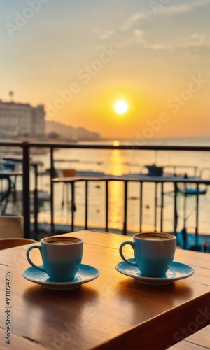 coffee cup on the beach