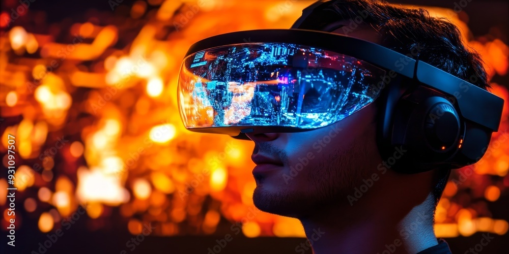 High-tech wearable gadget with an interactive holographic display, seamlessly integrating with VR for an immersive experience High-tech wearable gadget with an interactive holographic display, seamlessly integrating with VR for an immersive experience