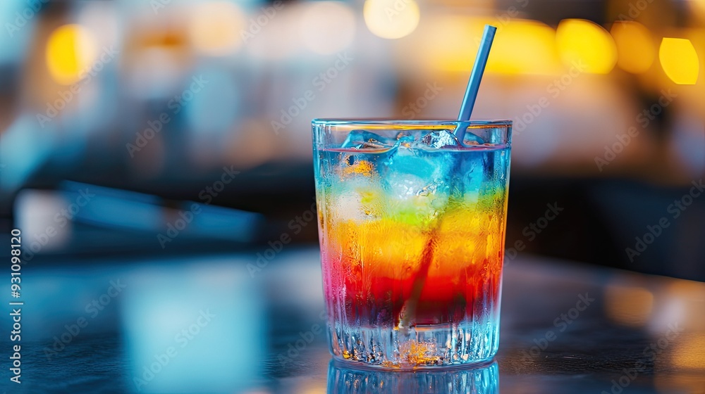 A clear glass of a brightly colored drink with a straw, capturing the essence of fun and refreshment. A clear glass of a brightly colored drink with a straw, capturing the essence of fun and refreshment.