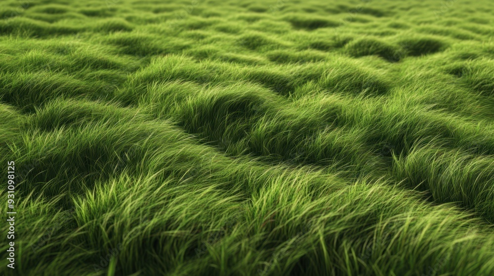 High-resolution 3D rendering of a lush green grass field, with soft blades swaying gently in the wind. The natural texture provides a realistic and calming scene. High-resolution 3D rendering of a lush green grass field, with soft blades swaying gently in the wind. The natural texture provides a realistic and calming scene.