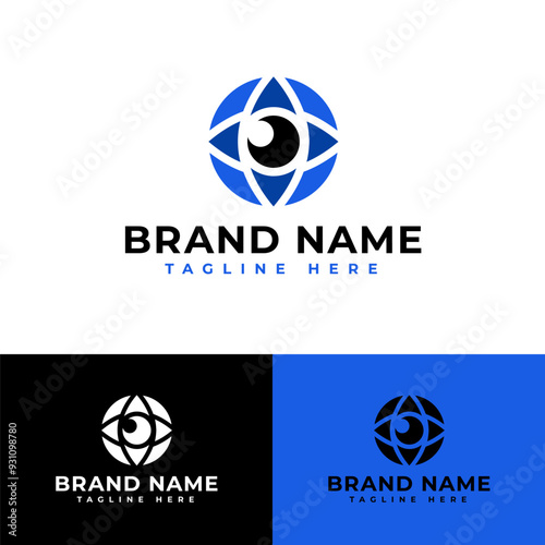 Globe the earth eyes world also wind direction symbol icon flat logo stock vector design