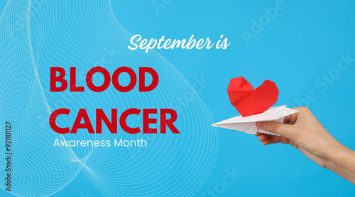 September, blood cancer awareness month, design on a blue background.