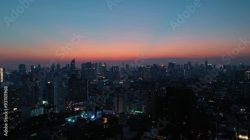Wallpaper Mural sunset night illuminated bangkok downtown cityscape aerial panorama 4k thailand Torontodigital.ca