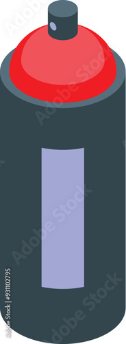 Red spray paint can, an essential tool for creating vibrant and expressive graffiti art, shown in isometric view