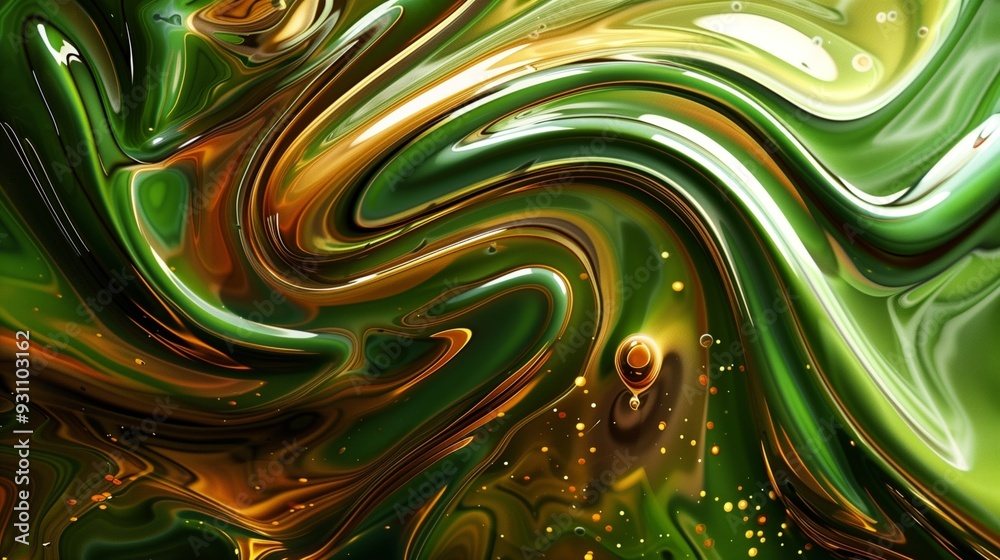 Abstract Green and Gold Swirl Abstract Green and Gold Swirl