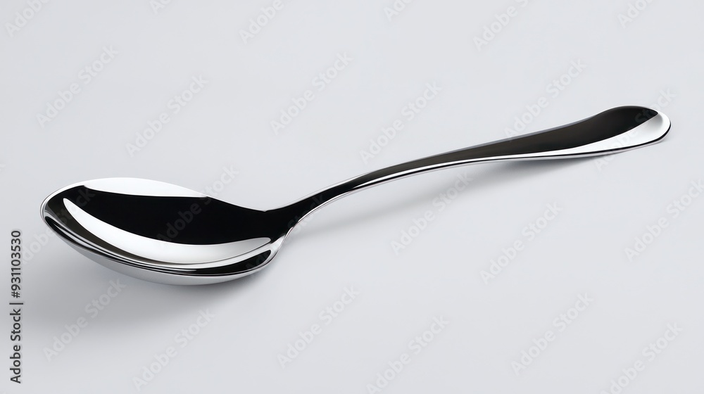 Shiny Silver Spoon on a White Background Shiny Silver Spoon on a White Background