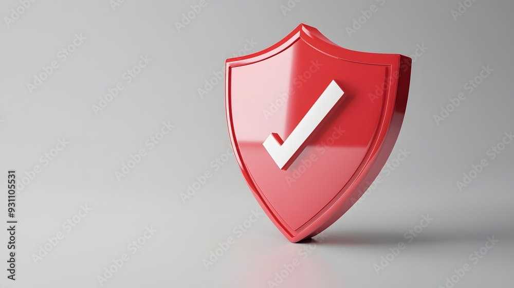 cartoon 3d Icon safety shield check mark perspective . red symbol security safety icon. Checkmark in minimalistic style. 3d vector illustration. white background cartoon 3d Icon safety shield check mark perspective . red symbol security safety icon. Checkmark in minimalistic style. 3d vector illustration. white background