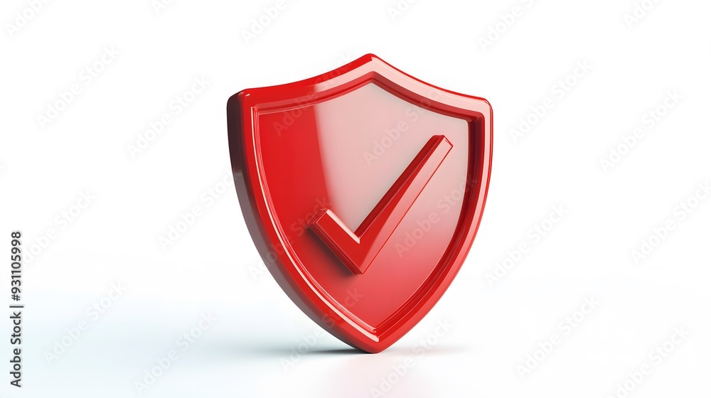cartoon 3d Icon safety shield check mark perspective . red symbol security safety icon. Checkmark in minimalistic style. 3d vector illustration. white background cartoon 3d Icon safety shield check mark perspective . red symbol security safety icon. Checkmark in minimalistic style. 3d vector illustration. white background