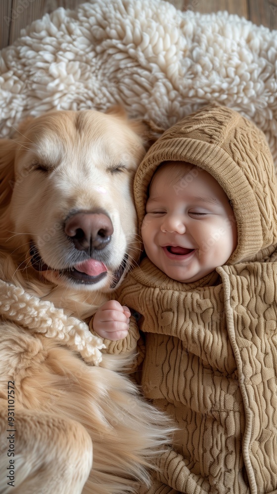 Heartwarming Moment Between Smiling Baby and Loving Companion Heartwarming Moment Between Smiling Baby and Loving Companion