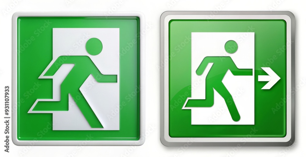 Green Exit Sign With White Stick Figure.