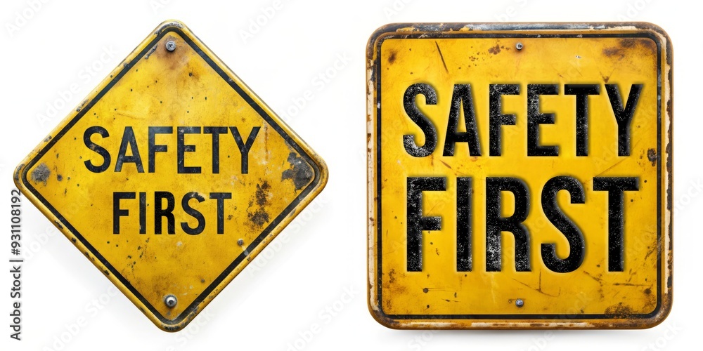 Obraz premium Rusty Safety First Signs.