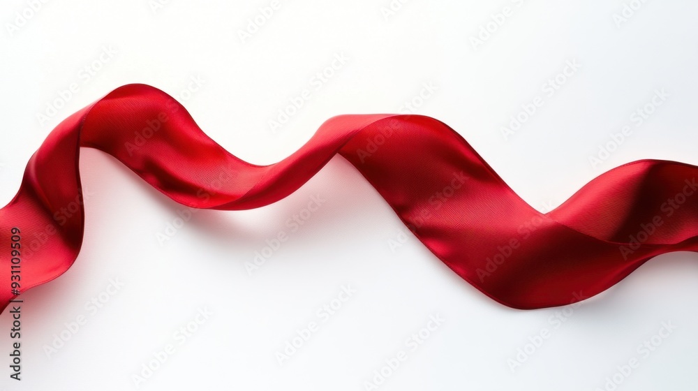 A flowing red ribbon elegantly twists and turns against a clean white background, casting soft shadows. The smooth silk texture adds a sense of grace and movement. A flowing red ribbon elegantly twists and turns against a clean white background, casting soft shadows. The smooth silk texture adds a sense of grace and movement.