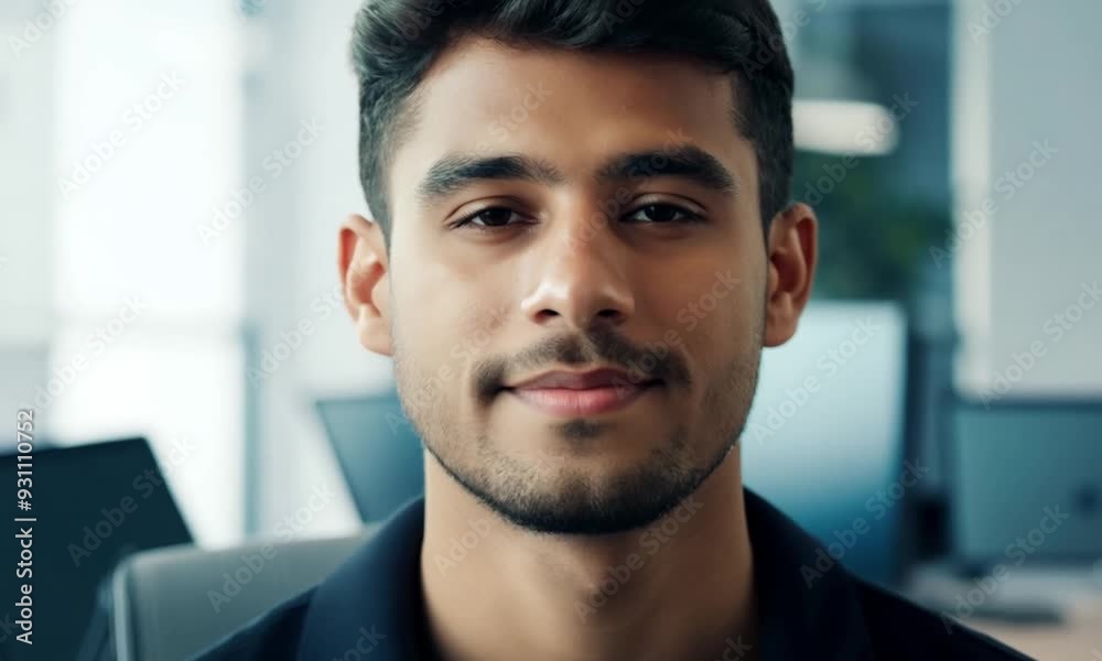 A man with headphones around his neck meditates with closed eyes in a modern office setting. A man with headphones around his neck meditates with closed eyes in a modern office setting.