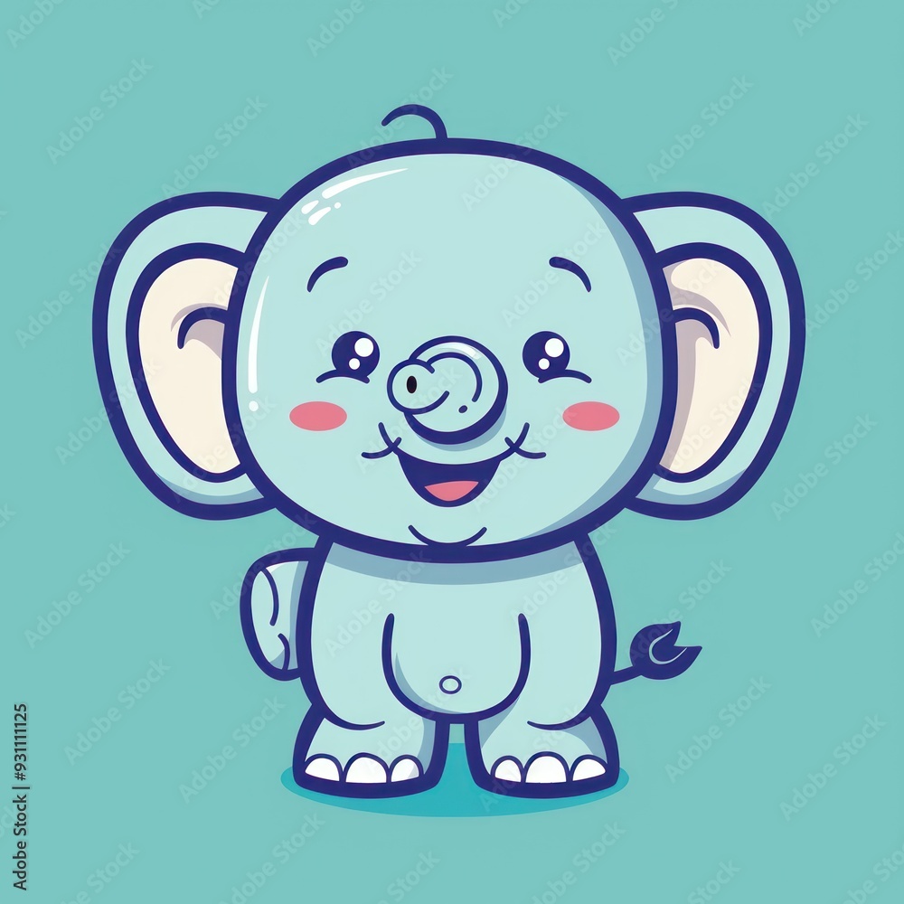 Cute cartoon elephant with a big smile and blue eyes. Cute cartoon elephant with a big smile and blue eyes.