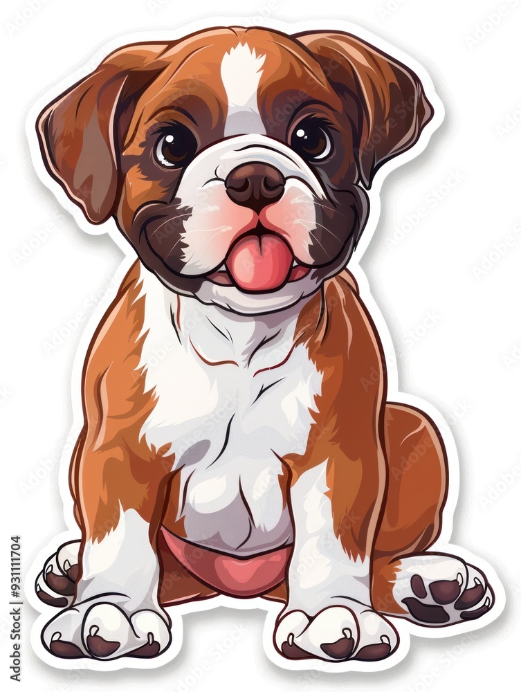 Adorable cartoon boxer puppy with a big smile. Adorable cartoon boxer puppy with a big smile.