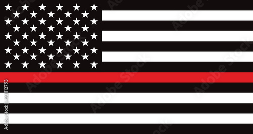 thin red line american flag, vector graphic design