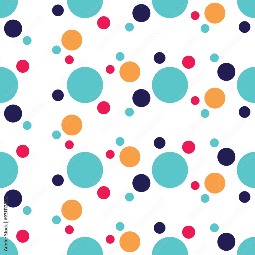A Seamless polka dot pattern with muilti-colored dots on white background. Vector repeating textures A Seamless polka dot pattern with muilti-colored dots on white background. Vector repeating textures