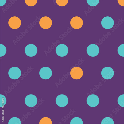 Seamless polka dot pattern with muilti-colored dots red, The simplicity and repetition of the dots make this pattern versatile, suitable for a variety of applications