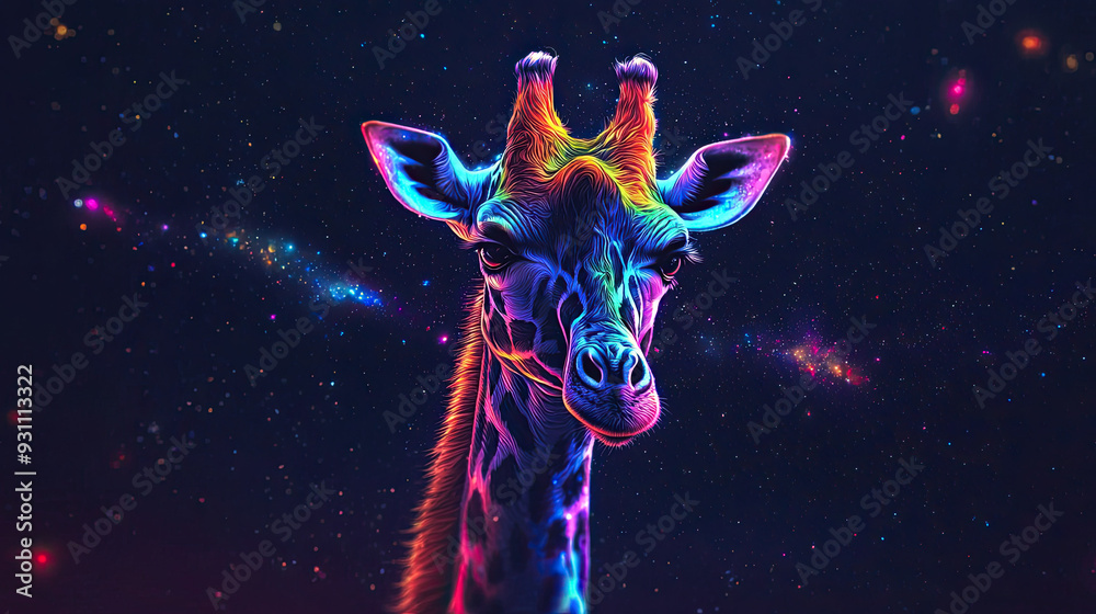 Vibrant Rainbow Colored Giraffe Photo with Intricate Patterns and Unique Multicolored Spots Creating a Stunning and Eye-Catching Visual Display Vibrant Rainbow Colored Giraffe Photo with Intricate Patterns and Unique Multicolored Spots Creating a Stunning and Eye-Catching Visual Display