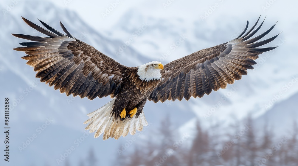 Obraz premium Craft a striking silhouette of a majestic eagle in 340 bird, eagle, flying, flight, sky, wings, fly, nature, wildlife, animal, raptor, wing, bald, hawk, wild, blue, beak, osprey, freedom, predator, w