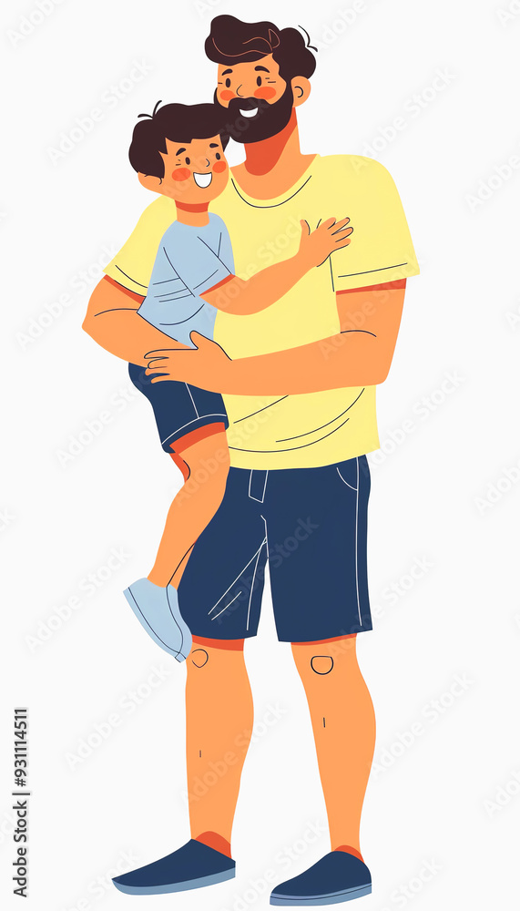 A Father Holding His Son With Love and Joy A Father Holding His Son With Love and Joy