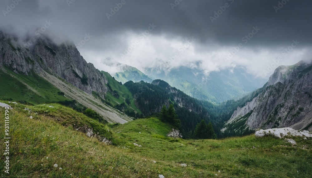 Obraz premium View of beautiful moody landscape in the Alps.