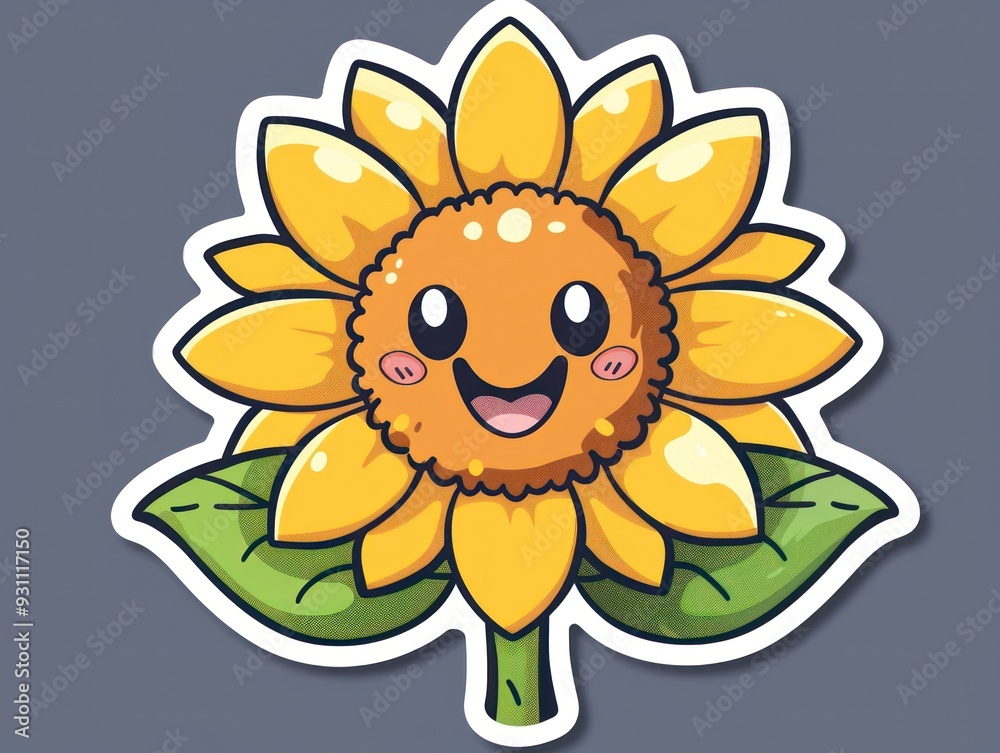 Cute cartoon sunflower with a happy face. Cute cartoon sunflower with a happy face.